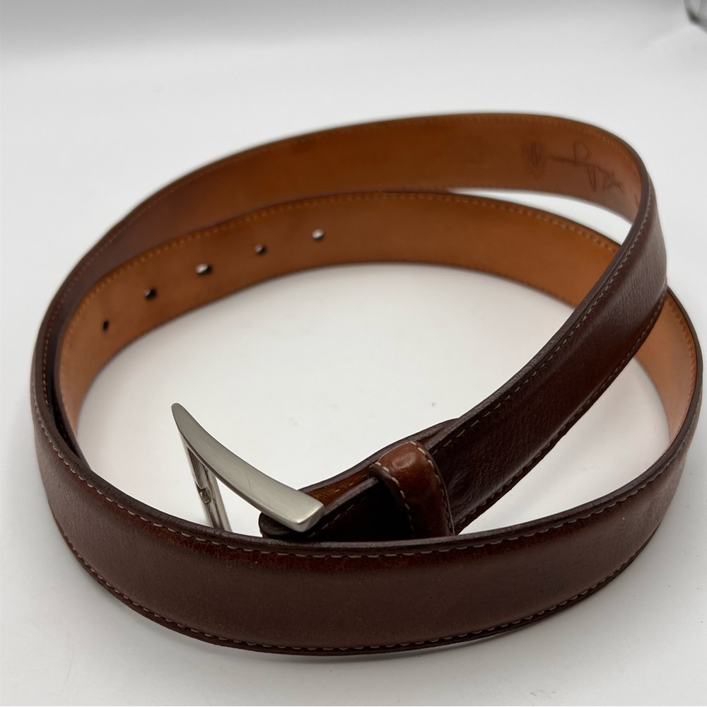 Men's Martin Dingman Brown Tumbled Glove Leather Belt Size 38 Hand Made in USA